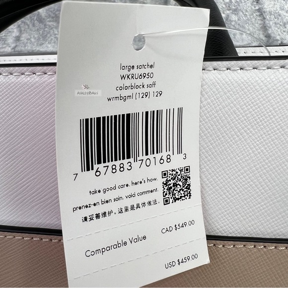 Kate Spade Staci Colorblock Large Satchel & Large Continental Wallet Warm Beige - Picture 11 of 16